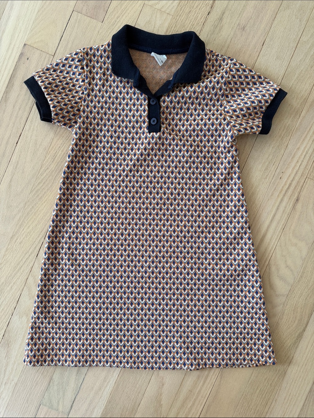 Zara Patterned Polo Dress with navy trim